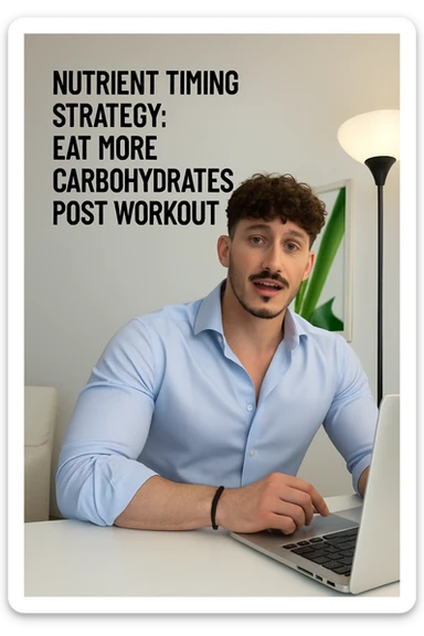Uomo che sfrutta un timing di nutrienti per mangiare più carbo post workout sticker
