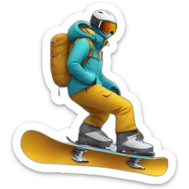 Snowboard on mountain sticker