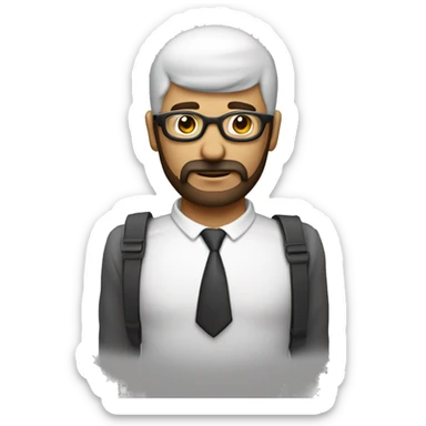 un hombre calvo con lentes de aumento y barba de candado sticker