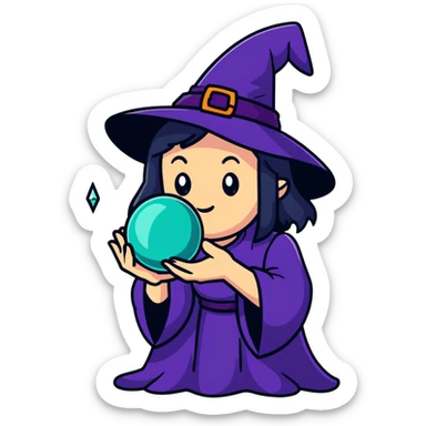 witch with a crystal ball sticker