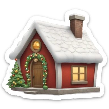 cute christmas cottage sticker