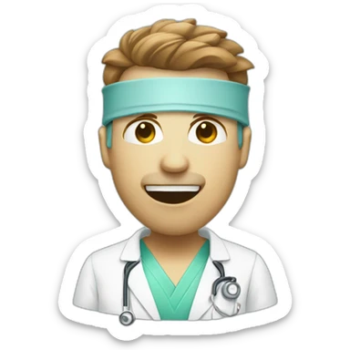 Ent surgeon with headlight and tongue depressor  sticker