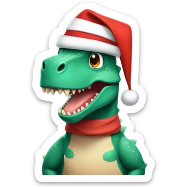 A dinosaur wearing a Santa hat  sticker
