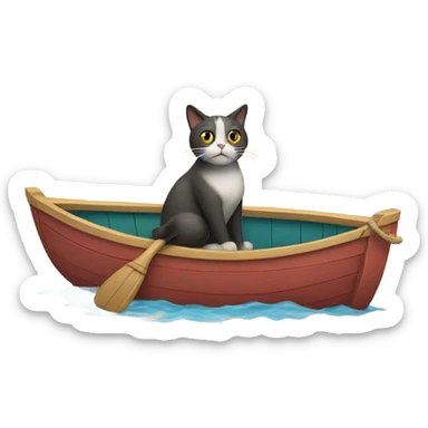 Cat in a boat  sticker