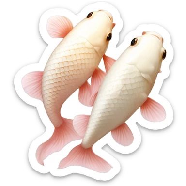 ivory and pale pink koi fish swimming together (realistic)  sticker