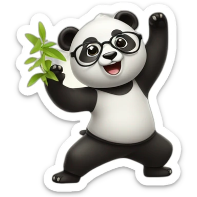 a nice panda bear with glasses doing tai chi sticker