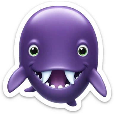 purple sperm whale swimming towards with open mouth sticker