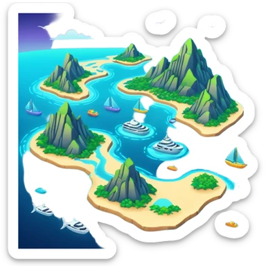 futuristic sea map with islands and a route  sticker