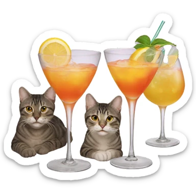 four cats at a cocktail party sticker