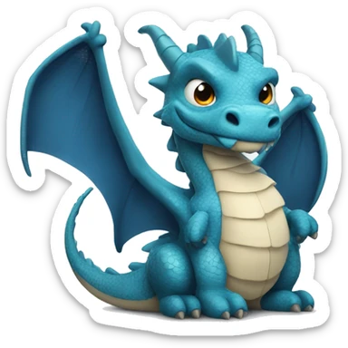 dragon azul hola sticker