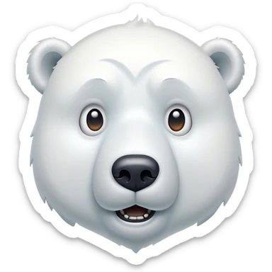 Cinematic Comical Polar Bear Portrait Emoji, Head tilted dramatically with an exaggeratedly shocked expression, featuring a robust, snowy build with wide, comically expressive eyes full of humorous disbelief, Simplified yet hilariously expressive features, highly detailed, glowing with a slightly sassy polar glow, high shine, dramatic yet playful, stylized with an air of quirky arctic attitude, soft glowing outline, capturing the essence of a meme-worthy polar bear that appears ready to side-eye its way into viral fame! sticker