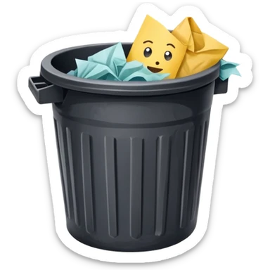 Planner in rubbish bin sticker