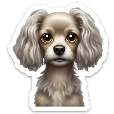  Wire hair poodle  chihuahua with long hair and pointy ears sticker