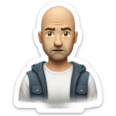 Bald man in his 30s angry with life and not having a girlfriend who lives with his mom sticker