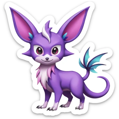 Shiny Cute Noibat-Noivern-Espeon-Silvally-Fakémon-hybrid-creature (full body)  sticker