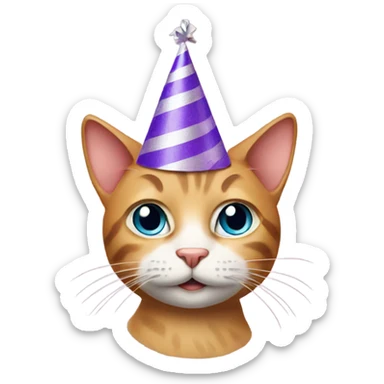 Cat wearing a birthday cap sticker