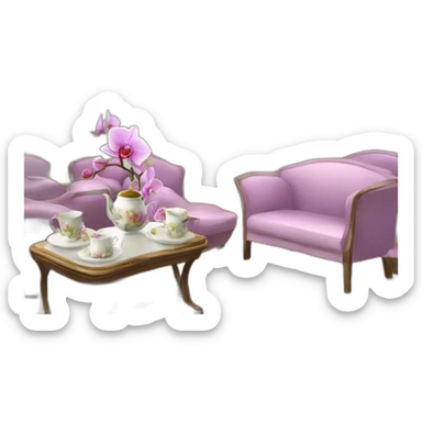 tea room vith orchids sticker