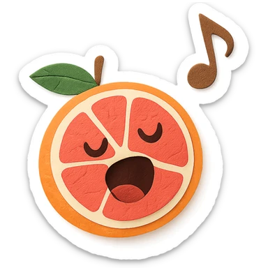 paper craft style grapefruit singing sticker