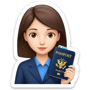 girl holding passport sticker