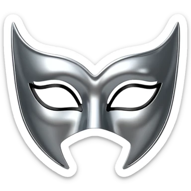 A sleek masquerade mask emoji made of polished silver chrome, smooth sensual curves, reflective metallic surface, mysterious sexy luxury vibe, minimal iOS emoji style, centered, clean white background sticker