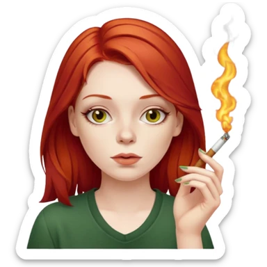 red hair alt girl smoking a joint sticker