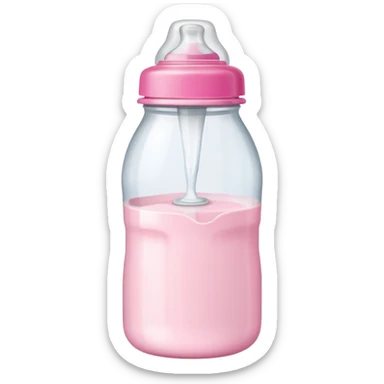 feeding bottle milk inside with pink lid sticker