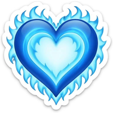 Blue flames in the shape of an all blue heart sticker