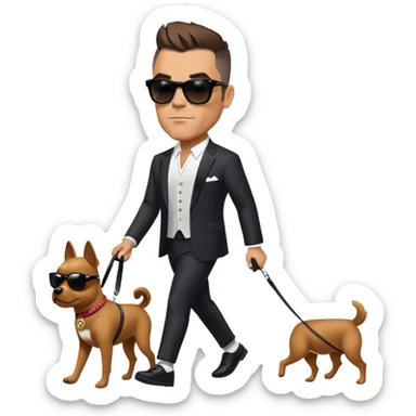 Robbie Williams walking a dog sticker