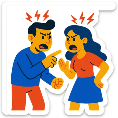 man and woman arguing sticker