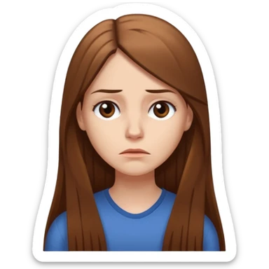 create a white woman with brown long sthaight hair who is thinking that she is a bad person sticker