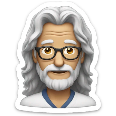 long hair old man with glasses and no mustache sticker