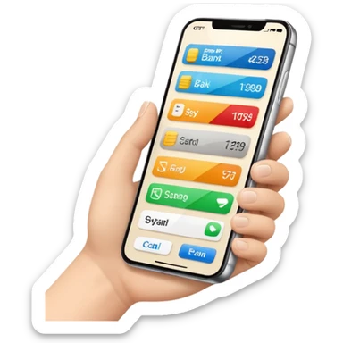 ACCEPTED PARTICIPATION METHODS — Mobile Wallet (white iphone with bank app 45 degree) sticker