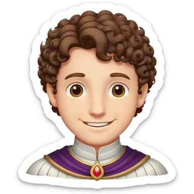 lord with curly short brown hair and friendly smile sticker