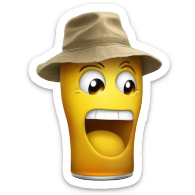 Smiley with crazy face add bucket hat and a beer sticker