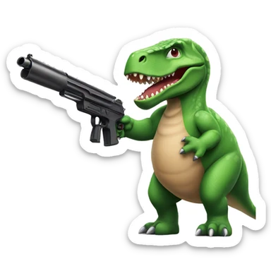 Dinosaur with gun sticker