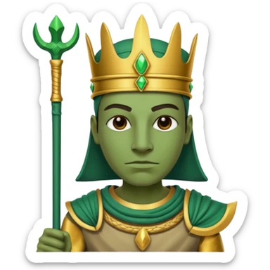 Ancient Egyptian god Osiris with green skin, Atef crown, and holding sticker