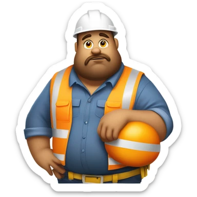 Lazy fat construction worker sticker