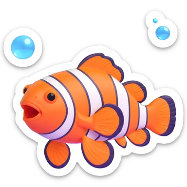 cute clownfish blowing bubbles sticker