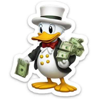 Scrooge McDuck  With a bag of money behind sticker
