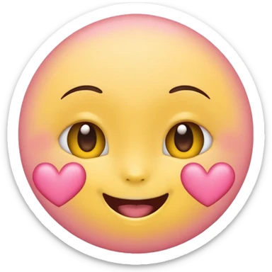 cute emoji, heart eyes, playful grin, pastel pink and yellow sticker
