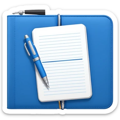 emoji of an open agenda with a blue cover, visible pages, simple details sticker