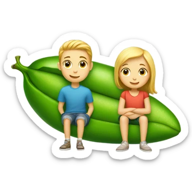 Two young white siblings in a peapod sticker