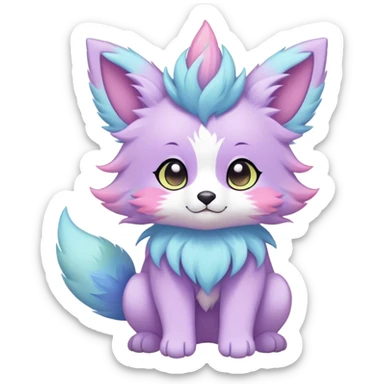 Kawaii pastel colorful ethereal anthro fursona Fakemon sticker