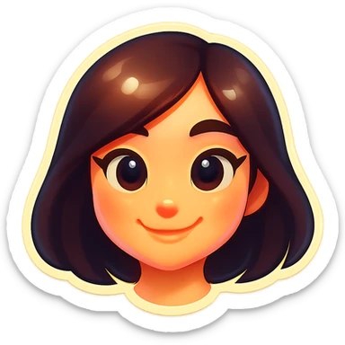 Make the girl look like a classic Telegram sticker: cartoon style, bright colors, cute face, very pale skin, only the head without neck, no outline on edges, white background. Suitable for a Telegram bot profile. sticker