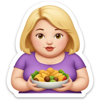 Fat girl with food sticker