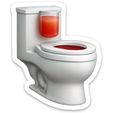 Toilet with red juice sticker