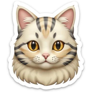 striped cat with hair in cream and gray colors sticker