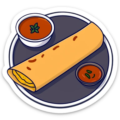masala dosa with potato filling and chutney sticker