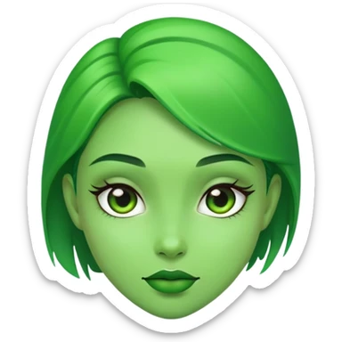 A girl that her skin is 100% color green  sticker