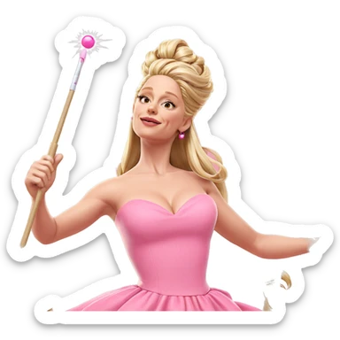 blonde girl in pink dress sticker